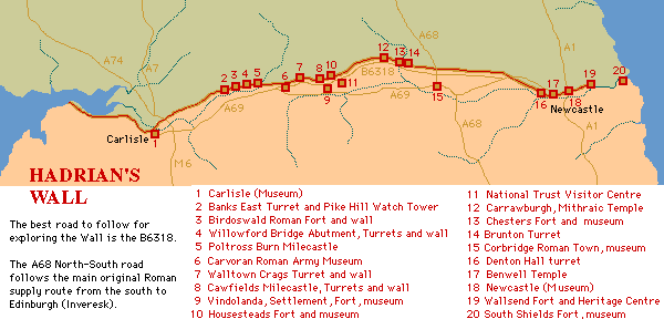 Map of Hadrian's Wall